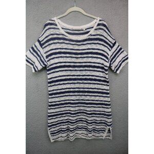 Soft Surroundings Short Sleeve Open Knit Tunic Top-Size Medium-Semi-Sheer